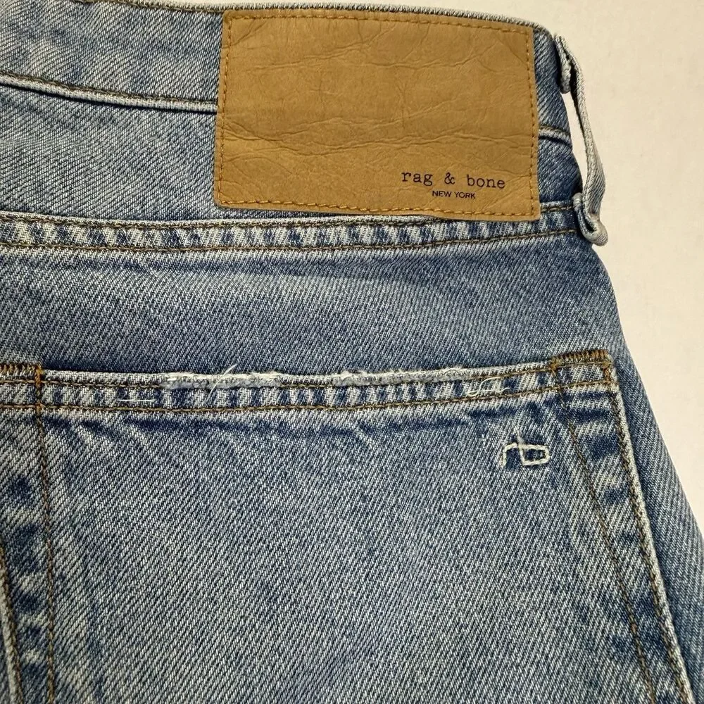 rag & bone Jeans Rosa Mid Rise Boyfriend Distressed Button Fly Raw Hem Sz 26